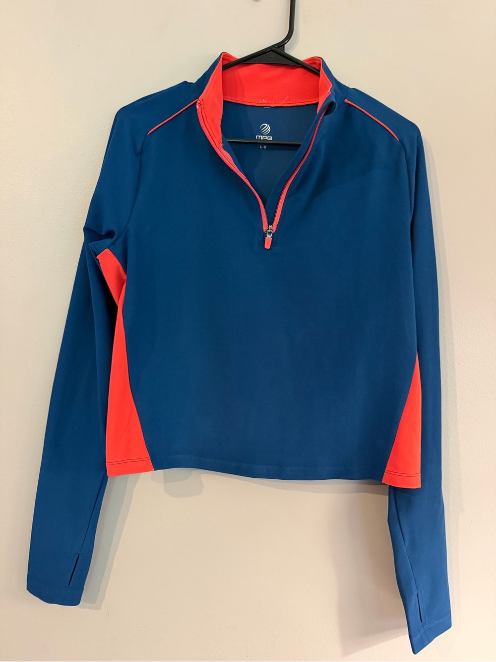MPG Blue Quarter-Zip Pullover with Red Panels
